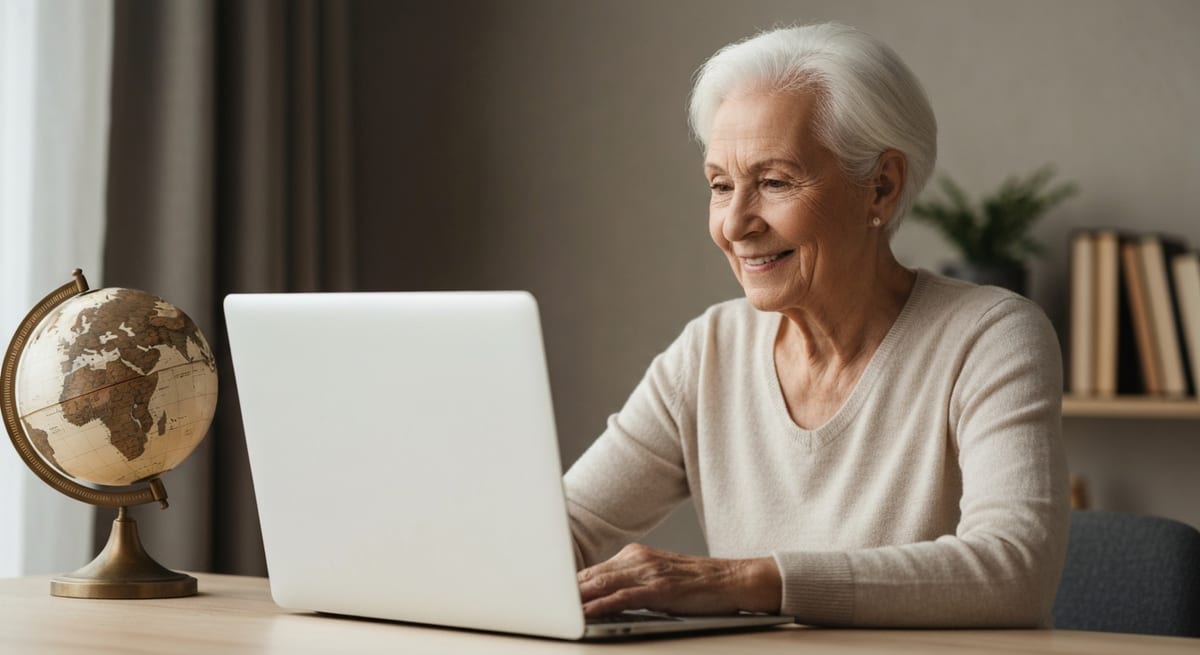 A person planning to apply for jobs abroad at a laptop with a globe