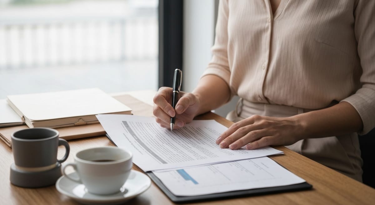 A clean printed resume being reviewed beside a laptop