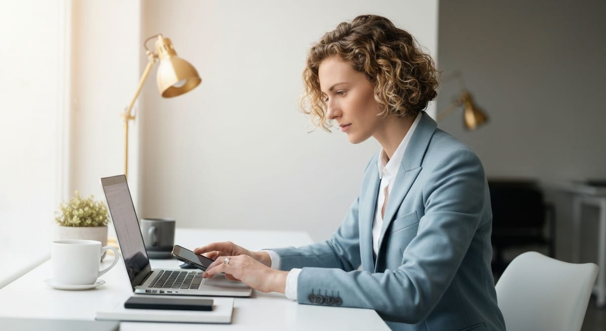A person searching for a hiring manager email on a laptop and phone