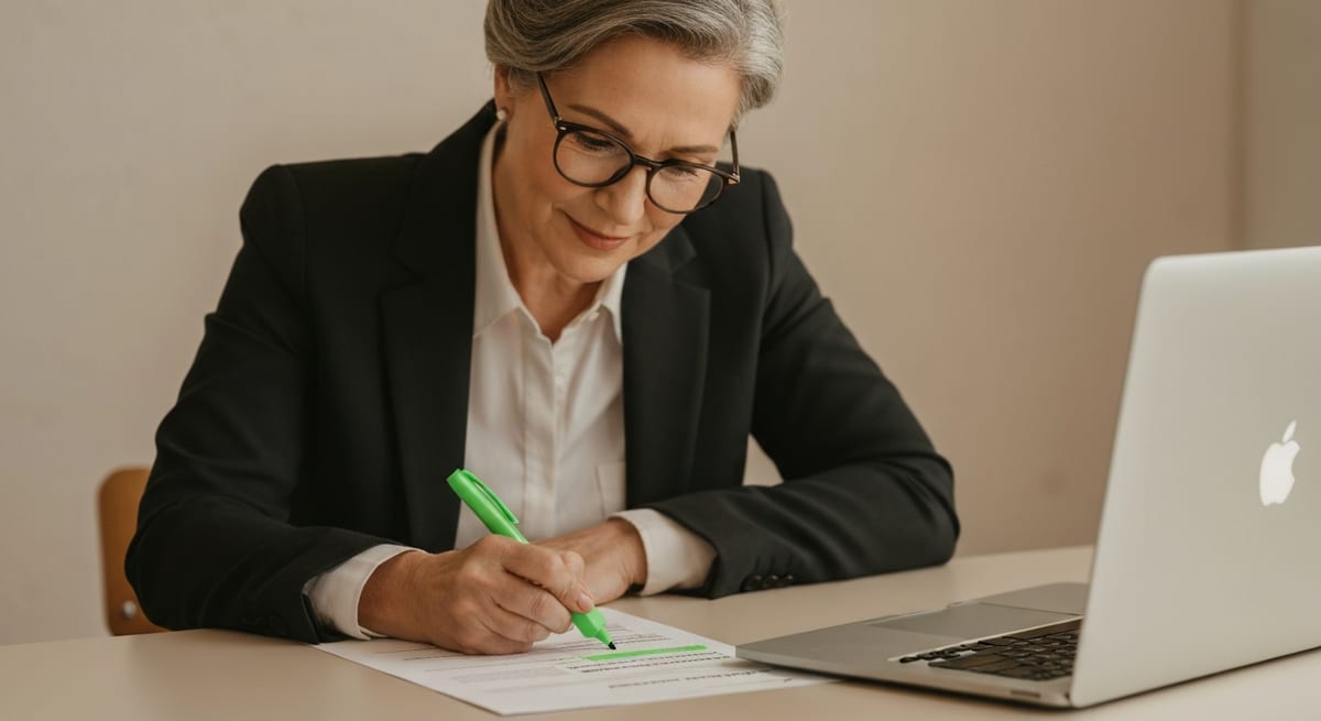 A person highlighting keywords on a printed job description
