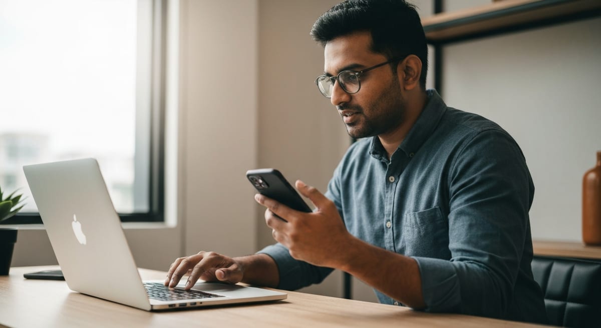 A person tailoring a cover letter quickly on a laptop and phone
