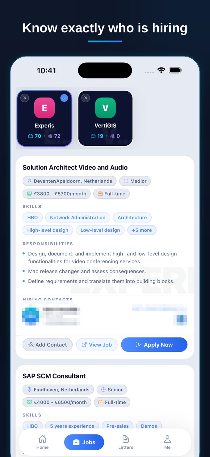 CVApplyr surfaces hiring contacts so you can apply directly and discreetly